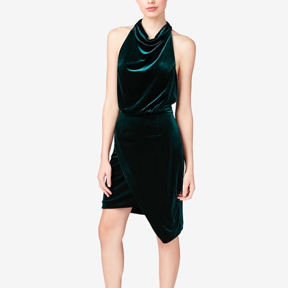 Betsey Johnson Emerald Green Velvet Drape Dress